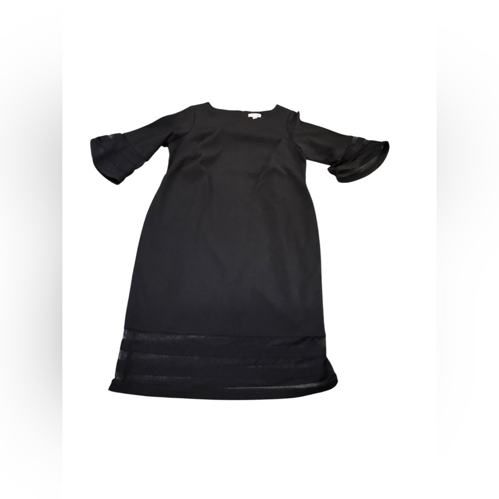 NWT Calvin Klein Black Dress Sheer cuff Sleeves and hem Knee length 16W 18W - Picture 2 of 12